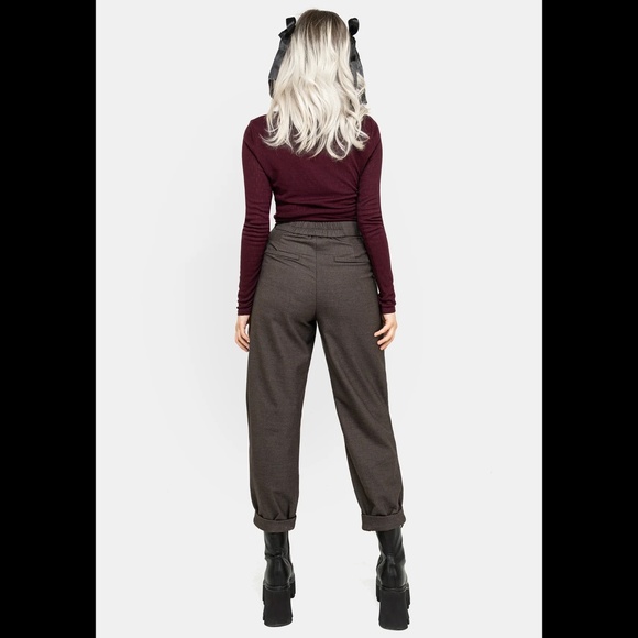 Disturbia Mystic Embroidered Balloon Trousers Pants Brown Womens 10 Goth NWT - Picture 3 of 12